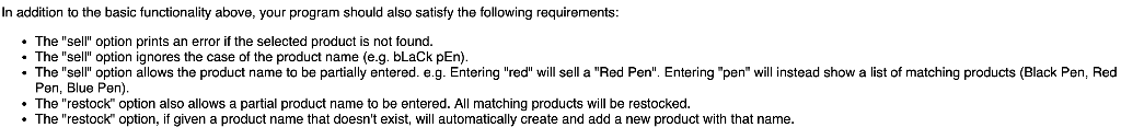 In addition to the basic functionality above, your program should also satisfy the following requirements: The seir option p