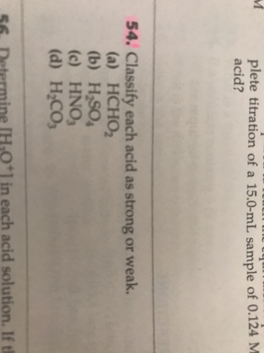 Solved Classify Each Acid As Strong Or Weak A Hcho 2 Chegg Com