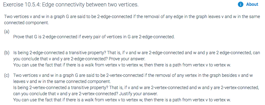 Solved Exercise 1054 Edge Connectivity Two Vertices Two Vertices V W Graph G Said 2 Edge Connecte Q