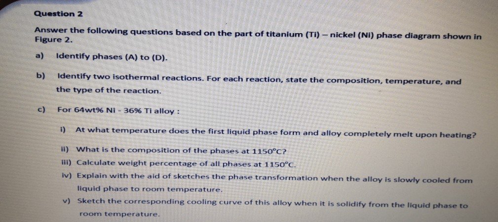 Solved Question 2 Answer The Following Questions Based On