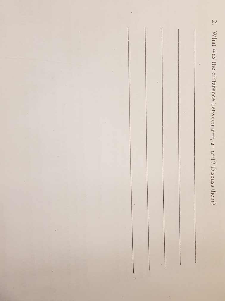 2. What was the difference between a++, a= a+I? Discuss them?