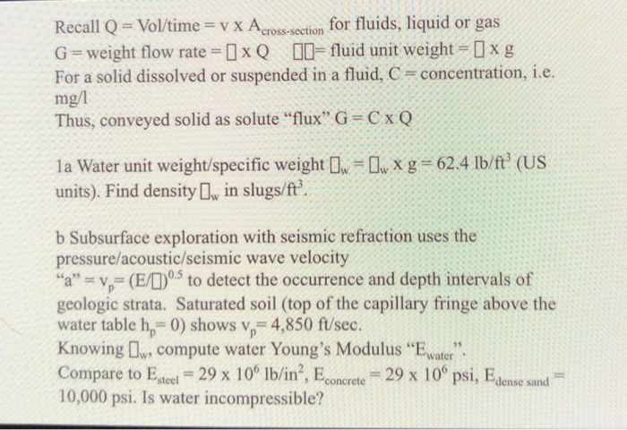 Solved Recall Q Vol Time V Xacrosssection For Fluids Liq Chegg Com