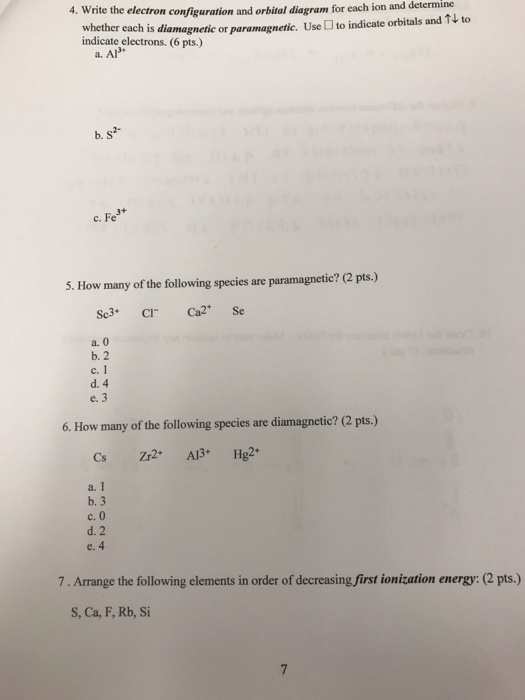 diamagnetic electron configuration