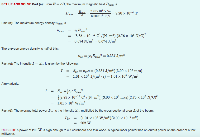 Solved Let S Apply The Energy Density And Intensity Equat Chegg Com