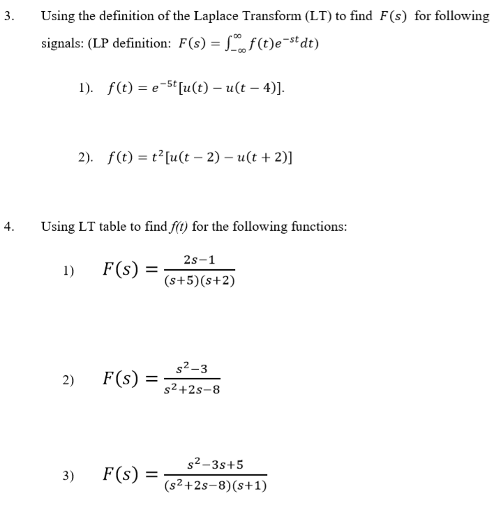 Solved Using The Definition Of The Laplace Transform Lt Chegg Com