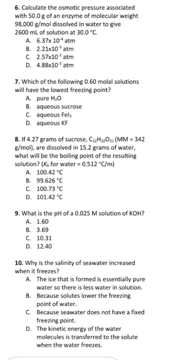 Solved Exercise 3.69 The freezing point of water is