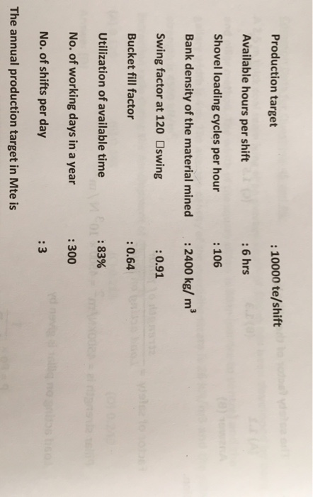Solved 10000 Te Shift 6 Hrs 106 Production Target Av