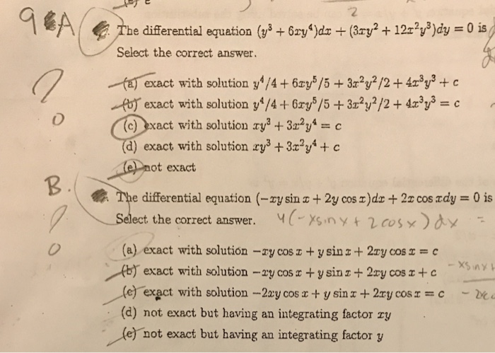 Solved The Differential Equation Y 3 6xy 4 Dx 3xy 2 Chegg Com