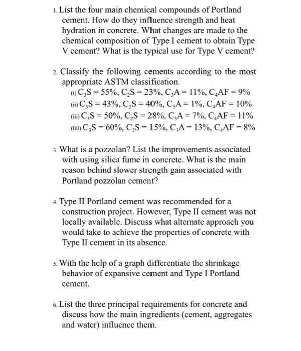 Solved List The Four Main Chemical Compounds Of Portlan