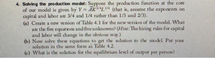 Solved Unknowns Endogenous Variable Y K L Y W Product Chegg Com