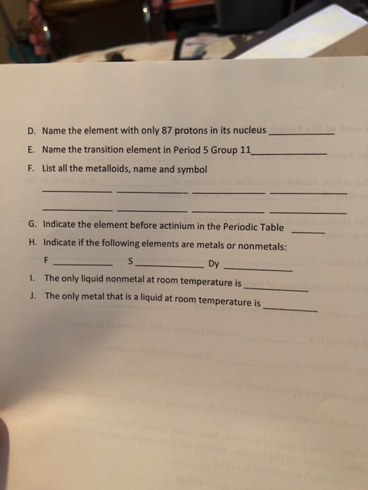 Solved D Name The Element With Only 87 Protons In Its Nu