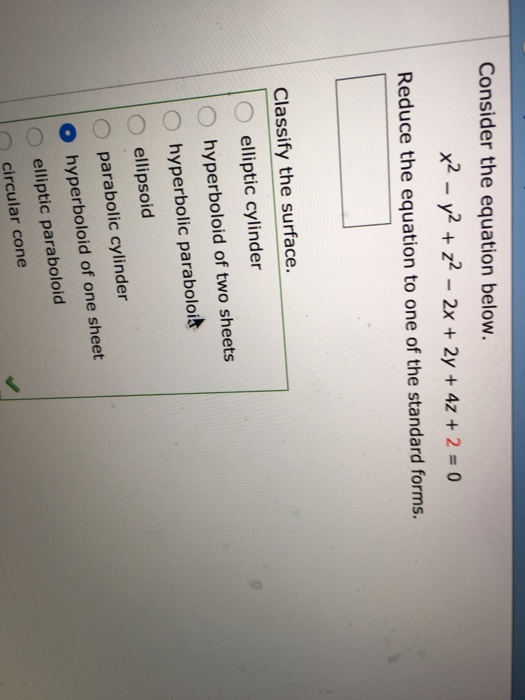 Solved Consider The Equation Below 2y 2 Z 2 2x 2y Chegg Com