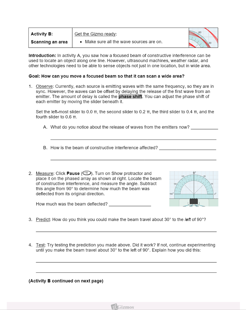 Waves gizmo worksheet answer key activity b