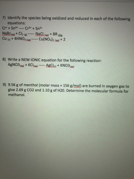 Solved 1) Silver nitrate reacts with barium chloride to form 