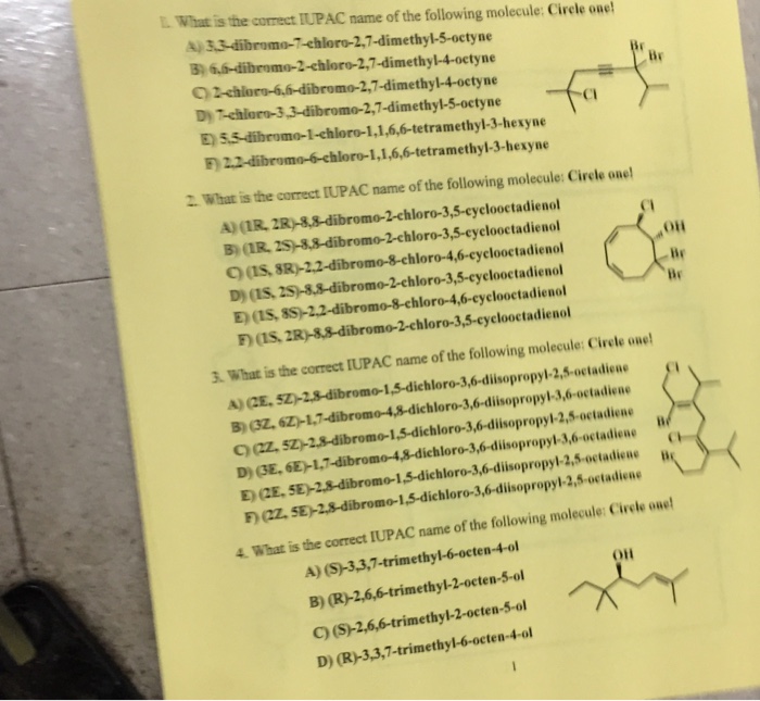 Solved What Is The Correct Iupac Name Of The Following Chegg Com