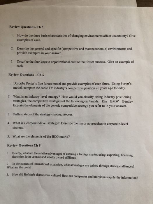 Solved Review Questions Ch 1 Describe Each Of The Four Chegg Com
