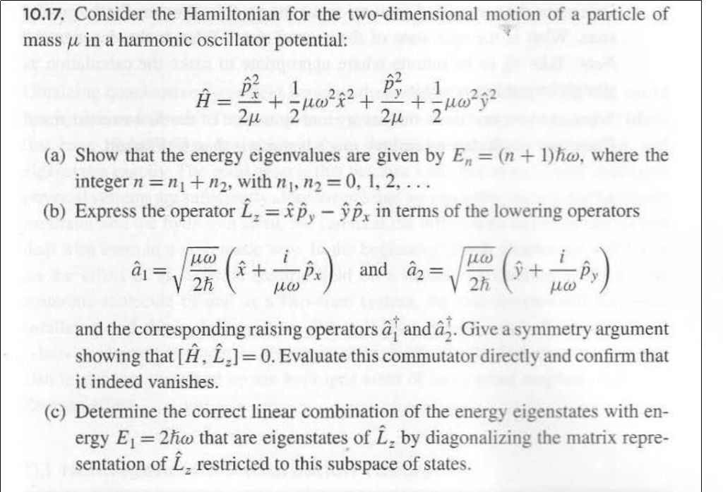 Solved 10 17 Consider The Hamiltonian For The Two Dimens Chegg Com