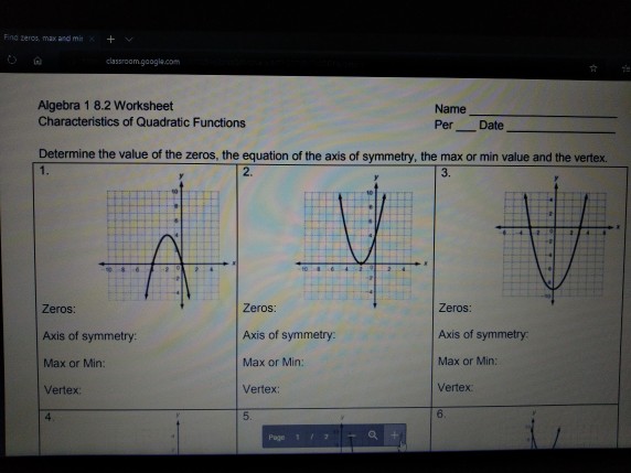 32++ Algebra 1 82 worksheet characteristics of quadratic functions answers Ideas In This Year 