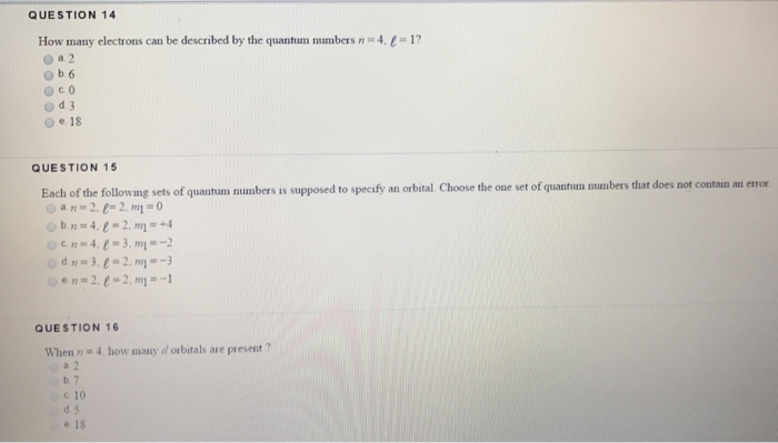 Solved How Many Electrons Can Be Described By The Quantum Chegg Com