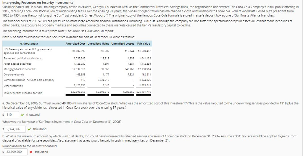 Interpreting Footnotes On Security Investments Sun Chegg Com