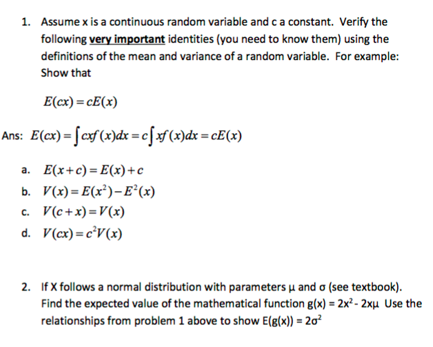 Solved Assume X Is A Continuous Random Variable And C A C Chegg Com