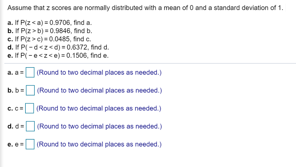 Solved Assume That Z Scores Are Normally Distributed With Chegg Com