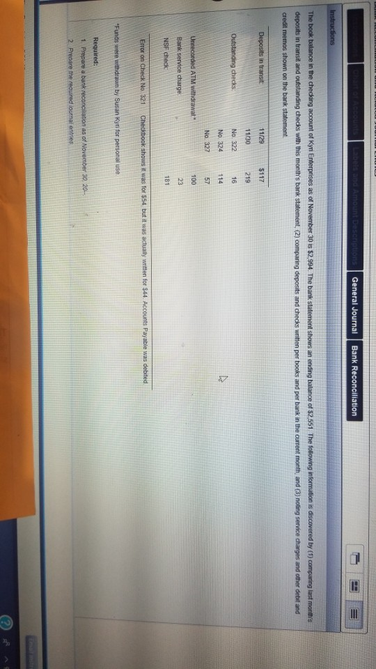 Solved General Journal Bank Reconciliation of Kyri | Chegg.com