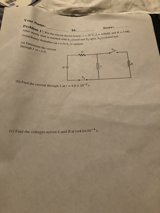 Solved Your Name Problem 11 For The Circuit Shown After Chegg Com