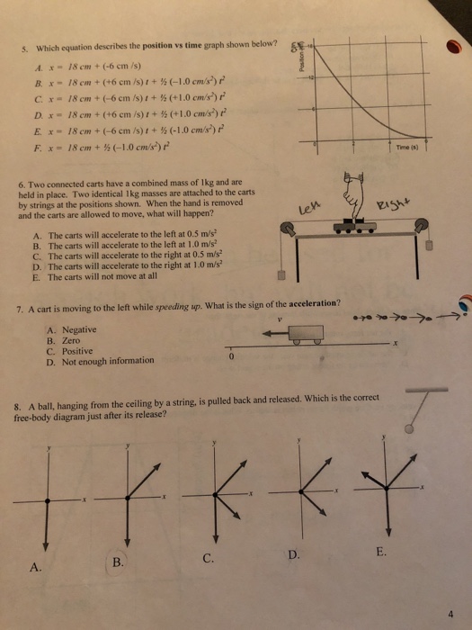 Solved 5 Which Equation Describes The Position Vs Time G Chegg Com