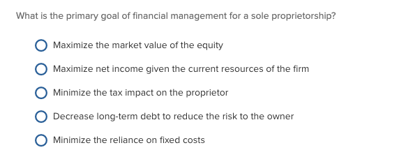 Solved What Is The Primary Goal Of Financial Management F