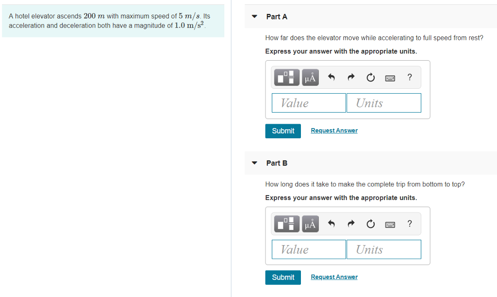 A Hotel Elevator Ascends 200 M With Maximum Speed Of Chegg 