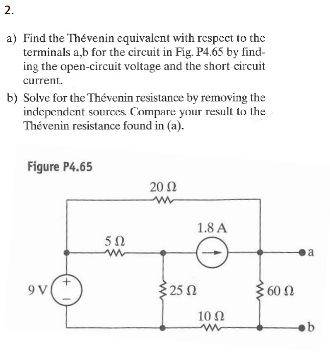 2 A Find The Thevenin Equivalent With Respect To Chegg Com