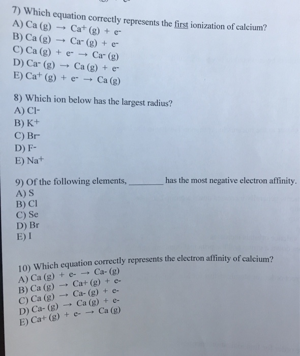 Solved 7) Which Equation Correctly Represents The First | Chegg.com Solved 7) Which Equation Correctly Represents The First | Chegg.com