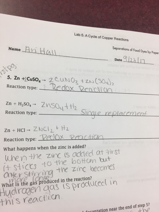 Solved Lab 5 A Cycle Of Copper Reactions Name Avi Hal Chegg Com