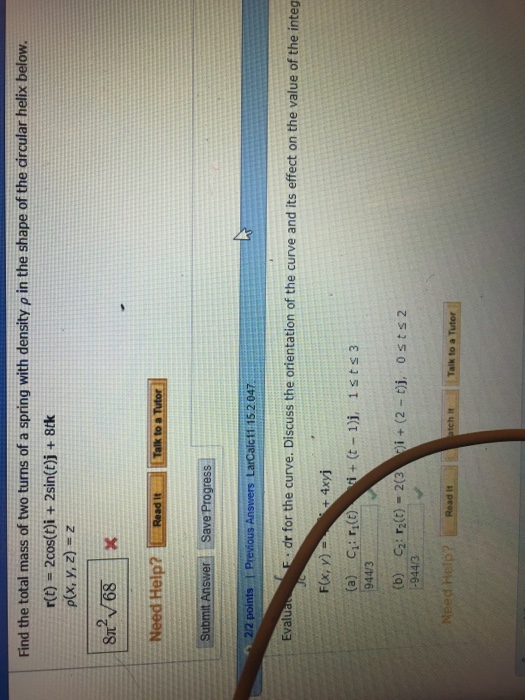 Solved Find The Total Mass Of Two Turns Of A Spring With Chegg Com