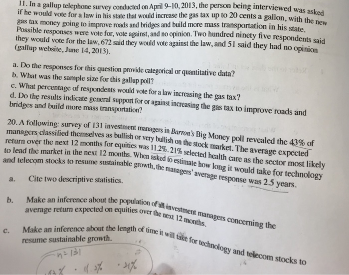 Solved I1 In A Gallup Telephone Survey Conducted Apri