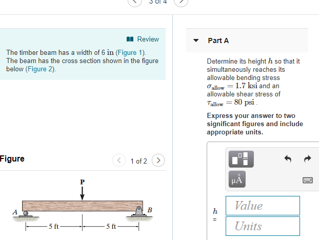 Solved The timber beam has a width of 6 in (Figure 1). | Chegg.com