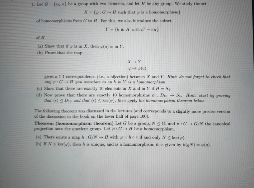 Solved 1 Let G Ec A Be A Group With Two Elements An Chegg Com