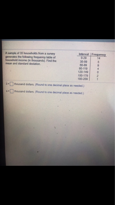 Solved Interval Frequency A Sample Of 35 Households From - 