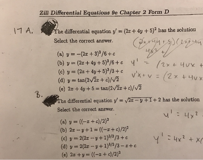 Solved The Differential Equation Y 2x 4y 5 2 Has The Chegg Com