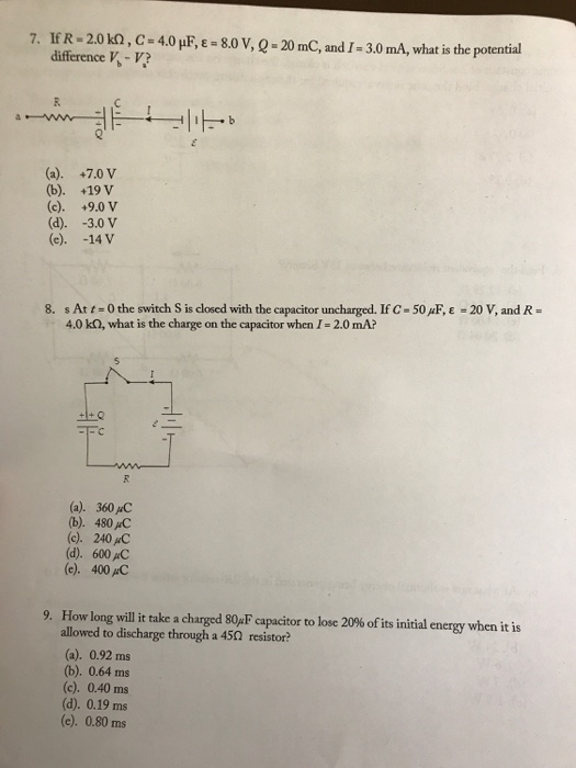 Solved 7 If R 2 0 C 4 0pe E 8 0v Q mc And 1 3 Chegg Com