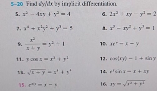 Find Dy Dx By Implicit Differentiation X 2 4xy Chegg Com