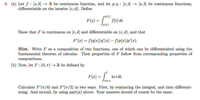 Solved 8 A Let F A Br Be Continuous Function And Le Chegg Com