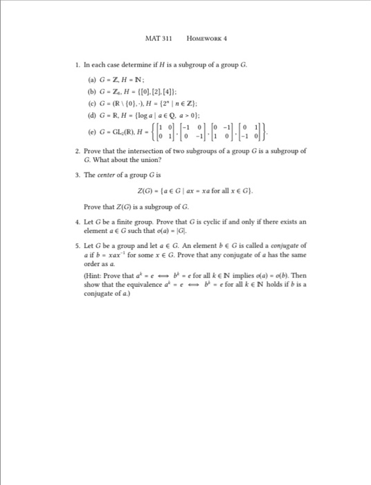 Solved Mat 31 Homework 4 1 In Each Case Determine If H I Chegg Com