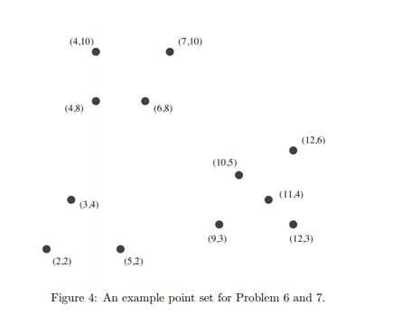 (7,10) (4,10) (6.8) (4,8) (12.6) (10.5) (114) (3,4) (9.3) (12.3) (2.2) (5.2) Figure 4: An example point set for Problem 6 and