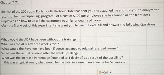 Solved Chapter 7 Q1 The Rm Of The 200 Room Portsmouth Har