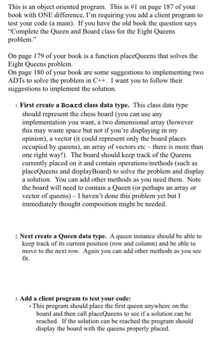 This is an object oriented program. book with ONE difference, Im requiring you test your code (a main). If you have the old