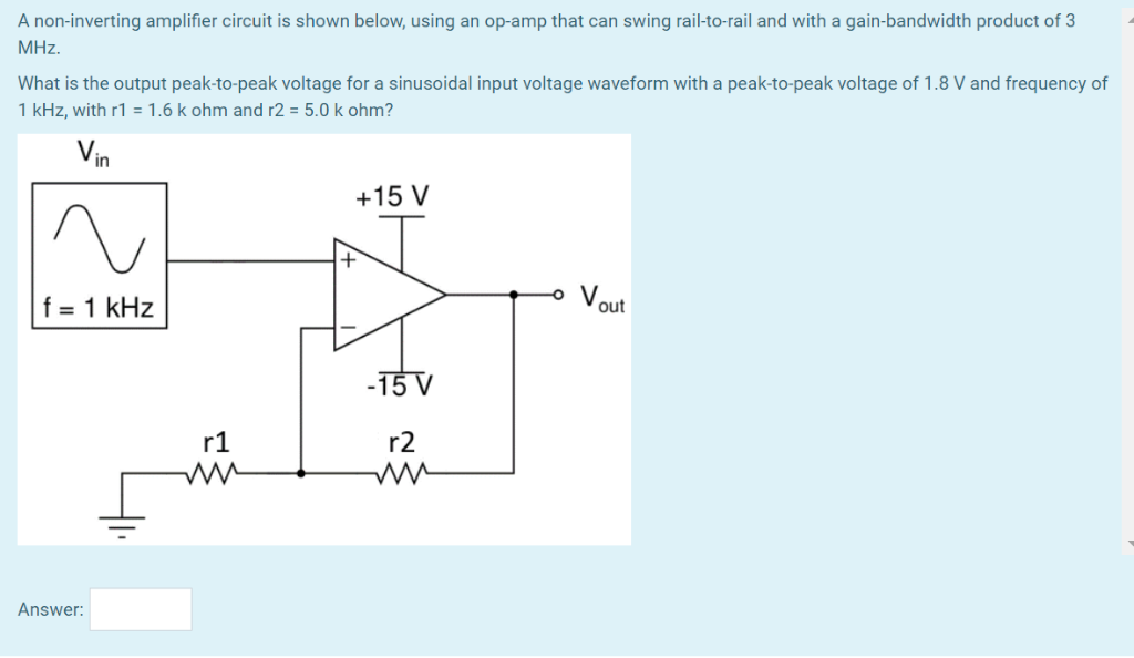 Solved An Inverting Amplifier Circuit Is Shown Below Usi