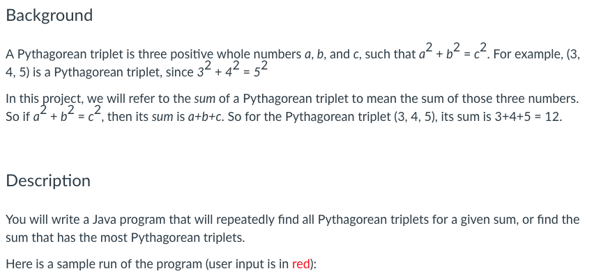 Background A Pythagorean Triplet Is Three Positive Chegg Com