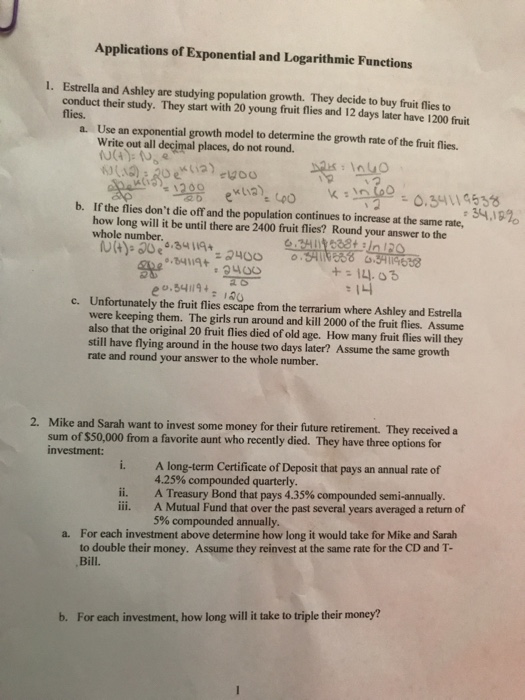 Solved Applications Of Exponential And Logarithmic Functi Chegg Com